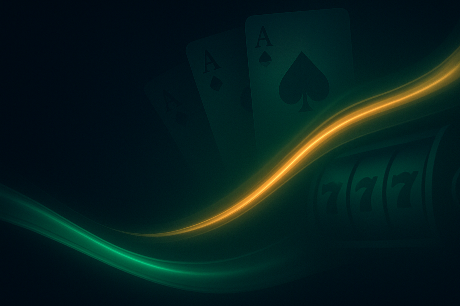 Emerald and gold casino lights in a dark, atmospheric gaming lounge